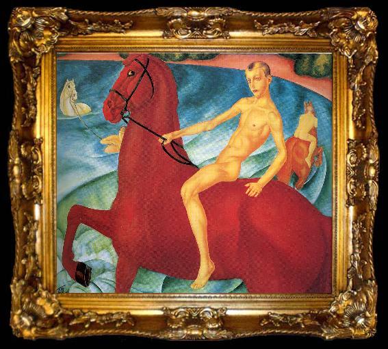 framed  Petrov-Vodkin, Kozma Bathing the Red Horse, ta009-2